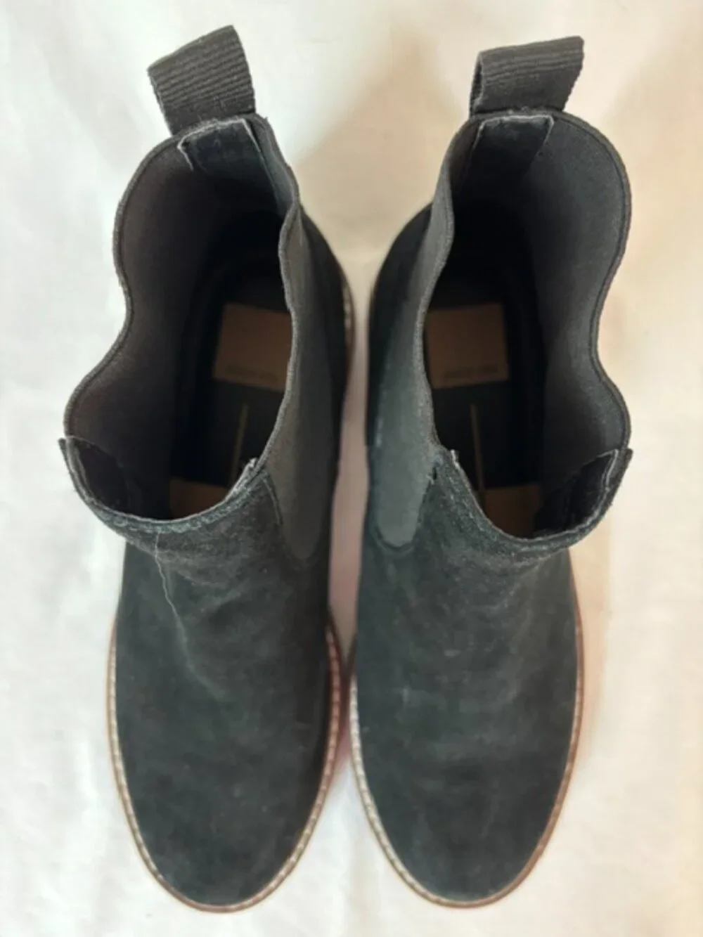 Dolce Vita Pepper Black Suede Chelsea Boot with Lug Sole Women's Size 9M